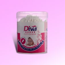 Diva Cotton Swab Paper Stick For Baby 200 pcs In Round Box