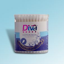 Diva Cotton Swab Paper Stick For Baby 110 pcs In Round Box
