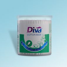 Diva Cotton Swab Plastic Stick 200 pcs In Round Box