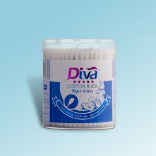 Diva Cotton Swab Paper Stick 200 pcs In Round Box